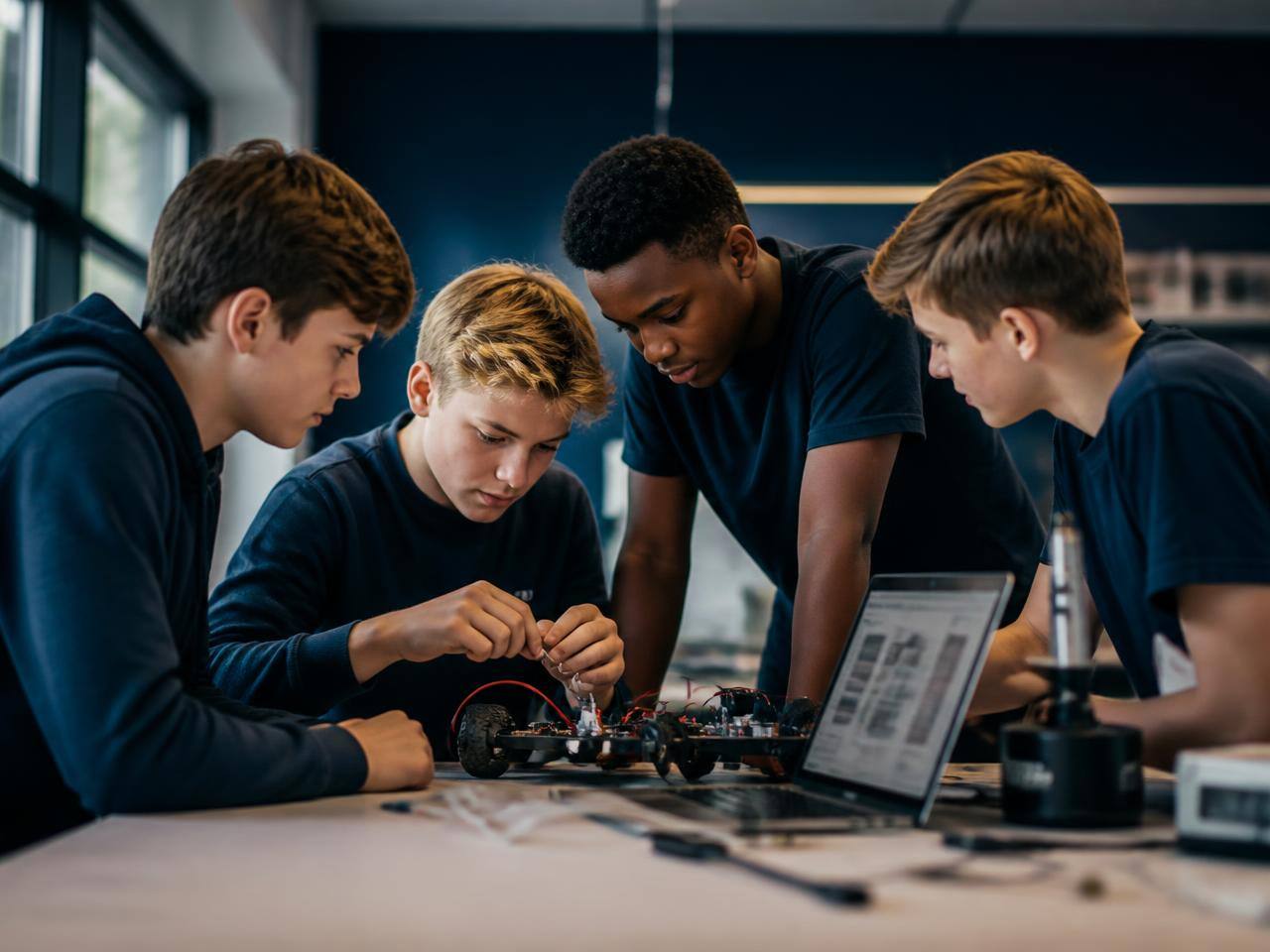 A learner building a product prototype during an after-school session
