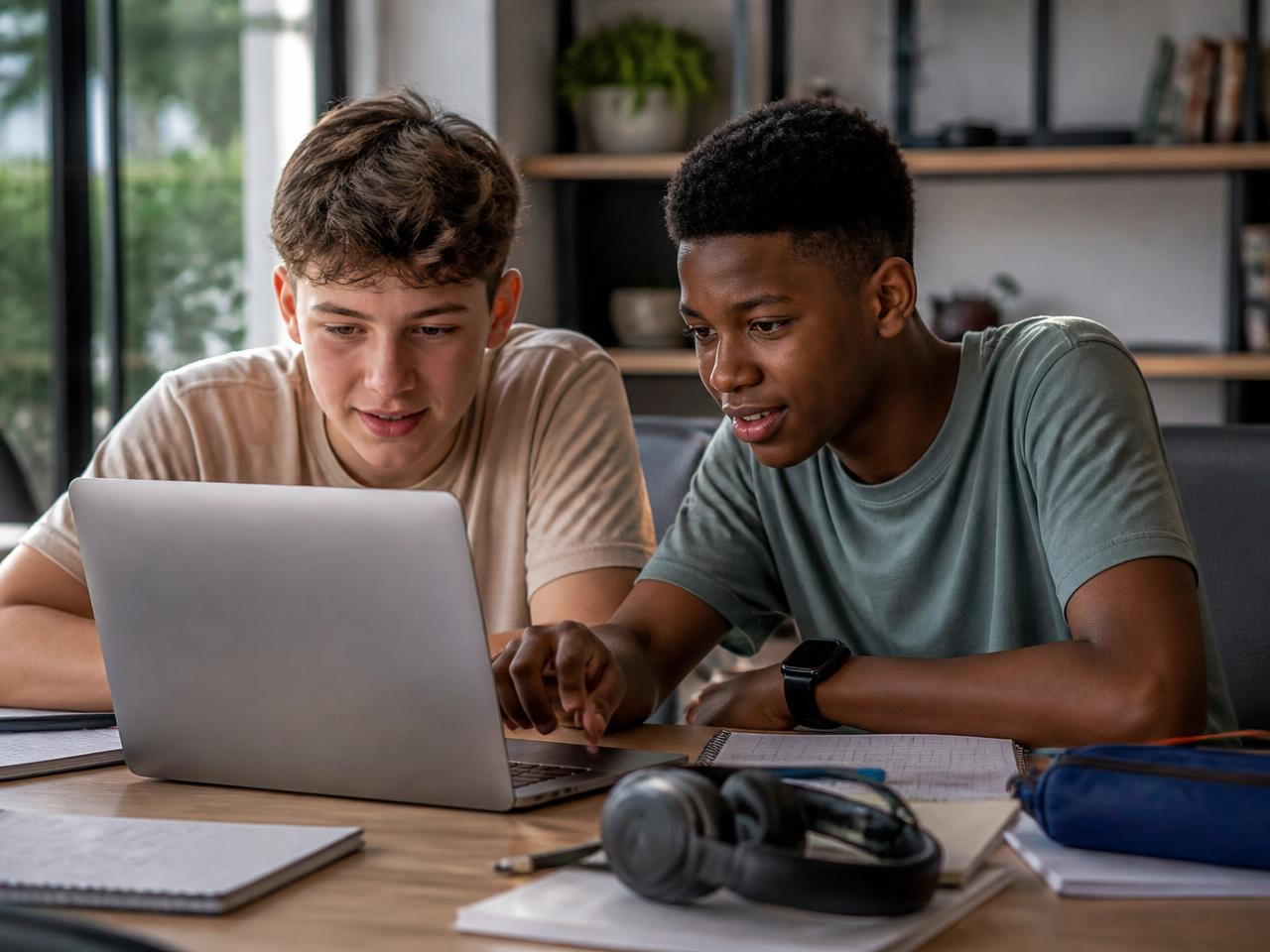 A mentor working alongside teenage founders