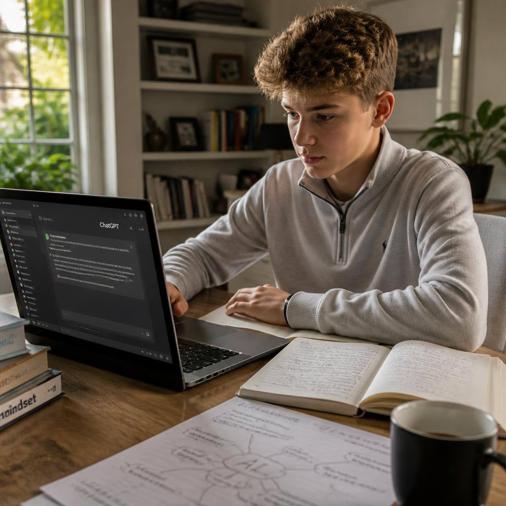 Teenagers using AI tools to research and build their own venture